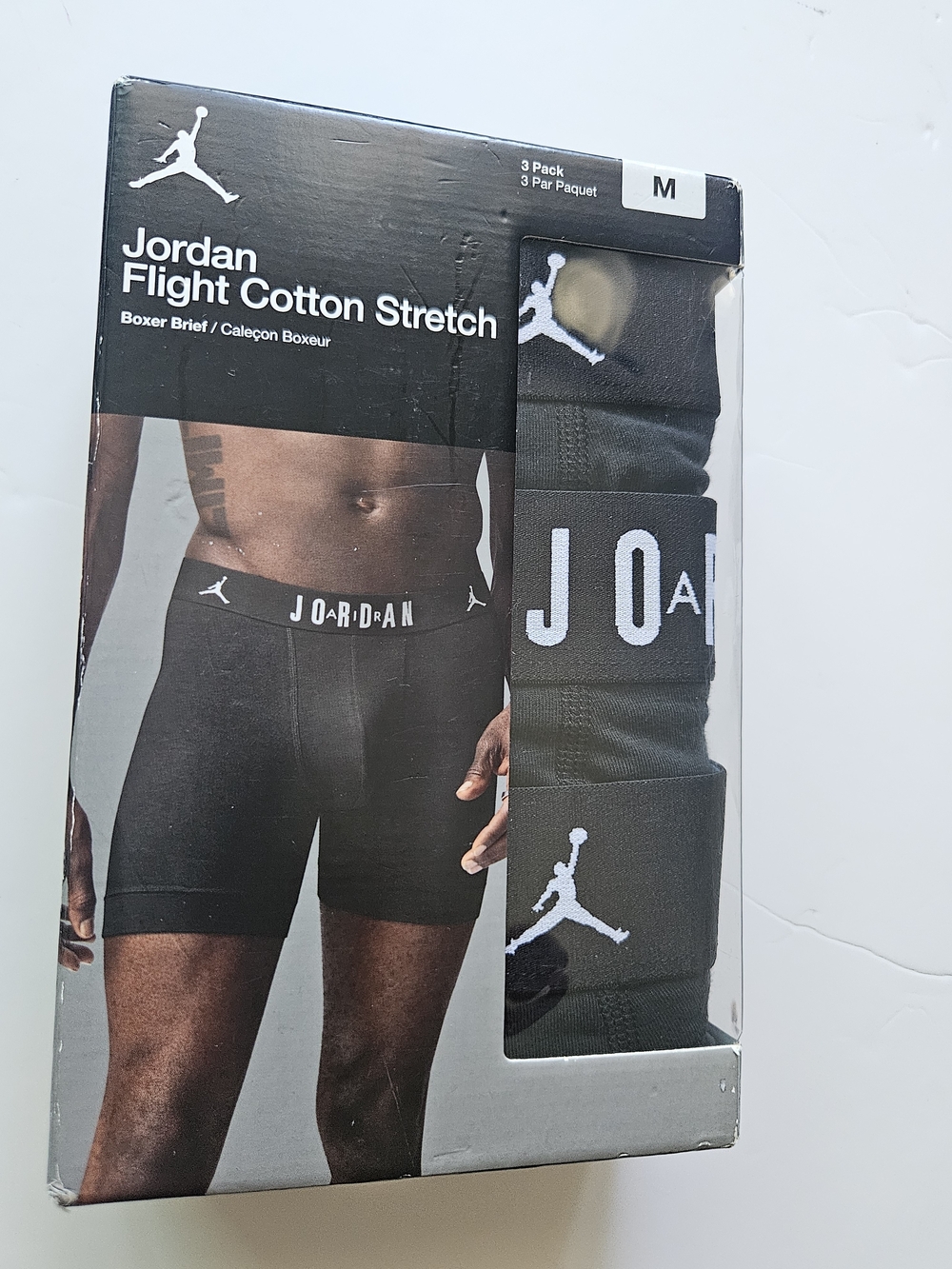 Jordan Flight Cotton Stretch Men's Black Boxer Briefs - Single Pack View